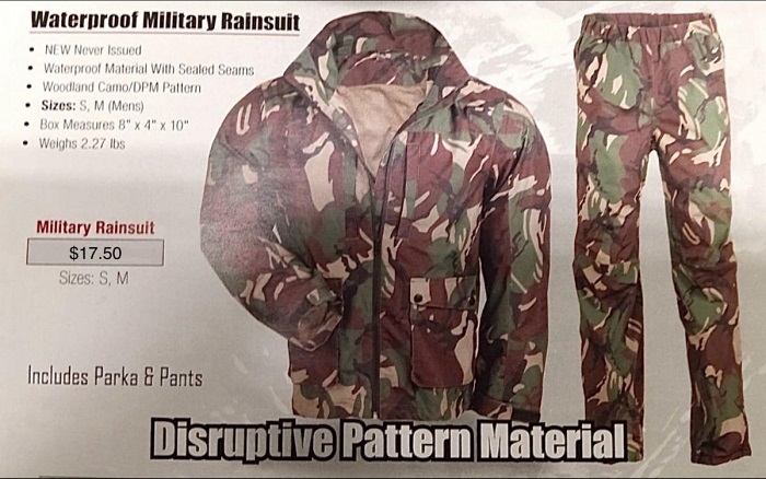 55018 - Waterproof Military Rainsuit Parka & Pants Set USA